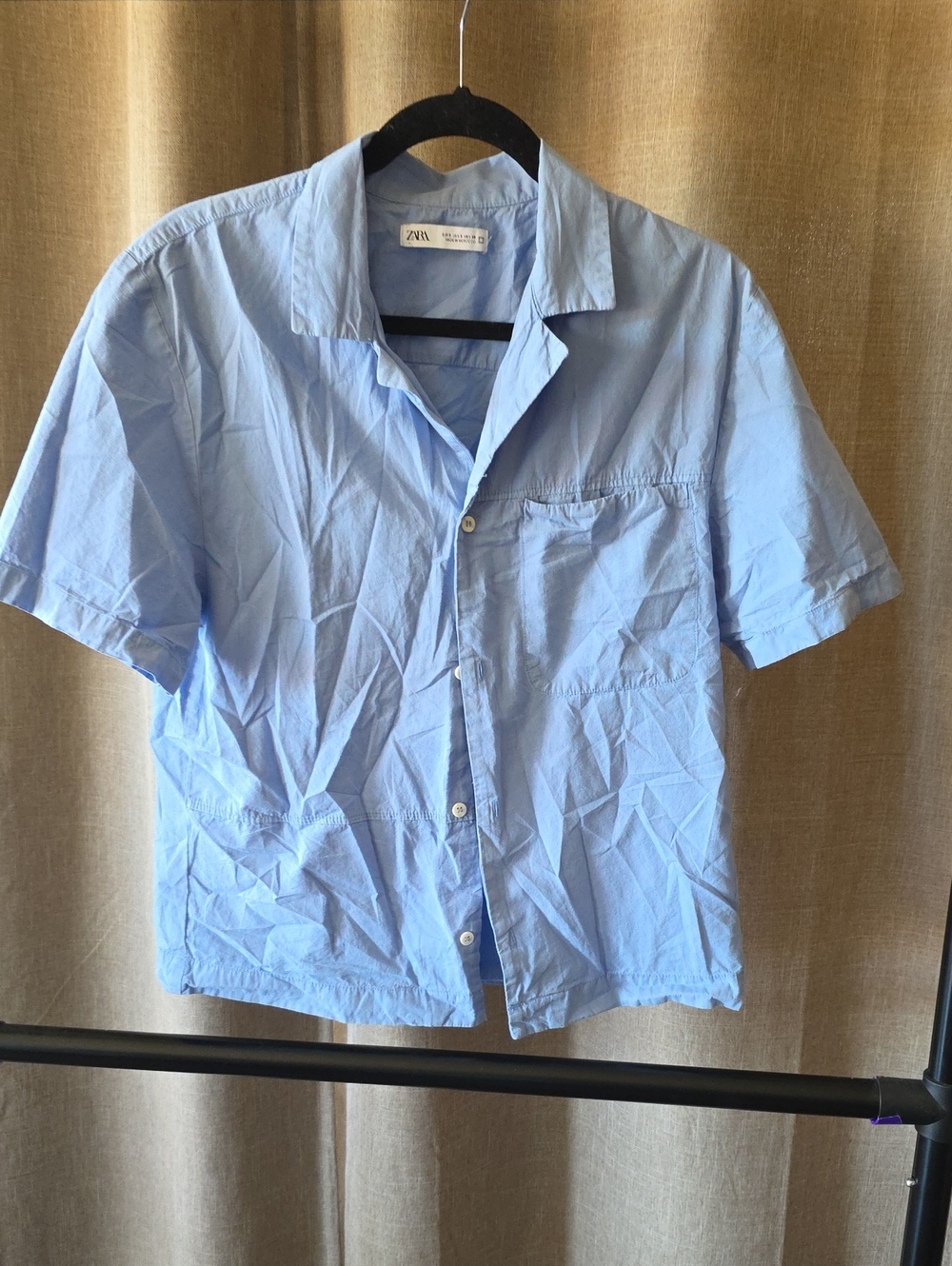 Zara Men'Small Blue Short Sleeve Shirt Size Small